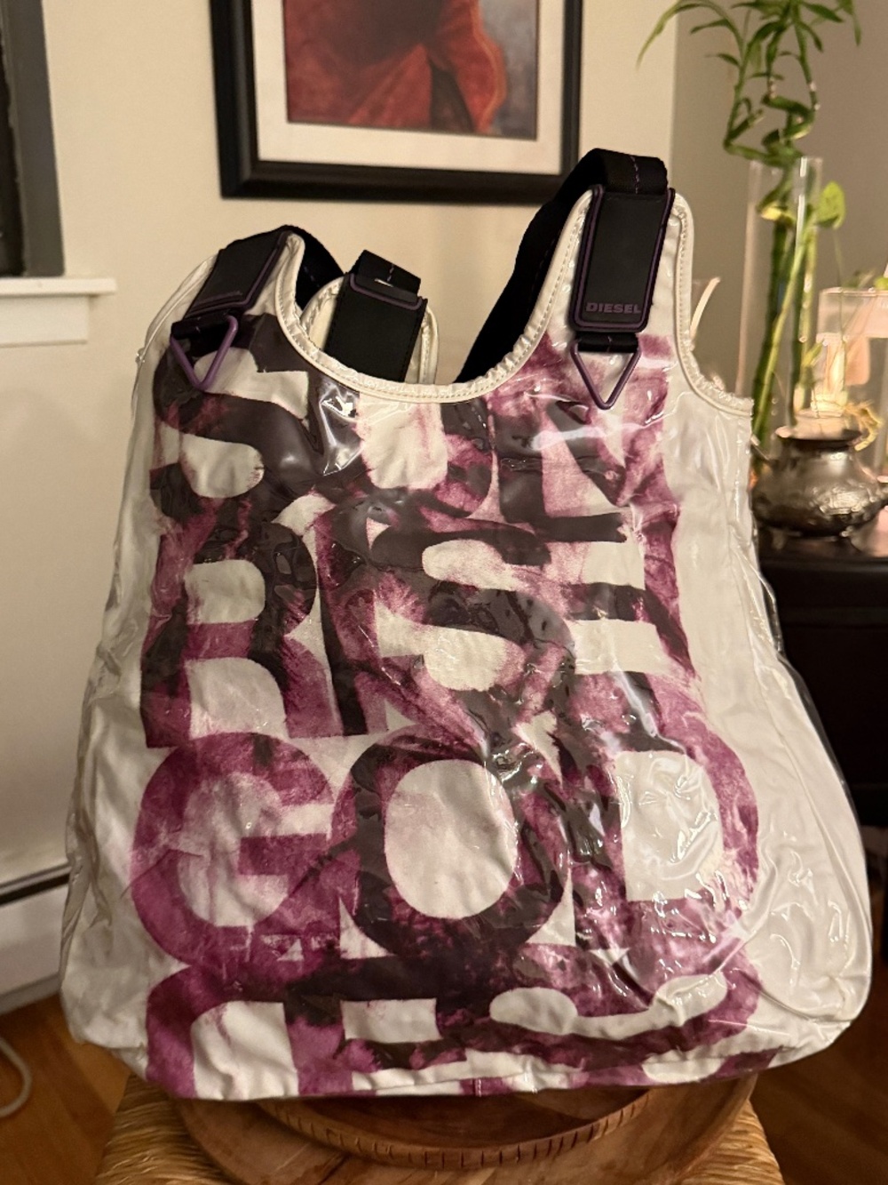 NWOT Vintage Diesel Y2K Sunrise Goddess Clear Overlay Tote Bag Archive UNUSED